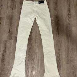 White Cream Stacked Jeans