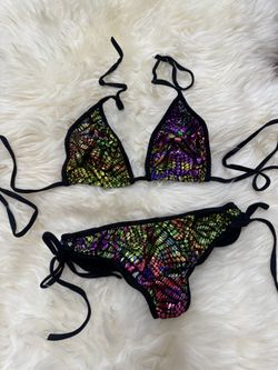 New small metallic bikini y2k festival rave outfit raver low rise dancewear boho