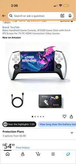 ToryTale SF3500 Retro Handheld Game Console