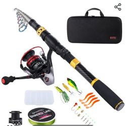 Sougayilang Fishing Rod Combos with Telescopic Fishing Pole Spinning Reels Fishing Carrier Bag for Travel Saltwater Freshwater Fishing