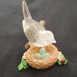 Vtg Waterford Crystal Bird With Nest&Eggs Made In Ireland Size 3.5"X3"