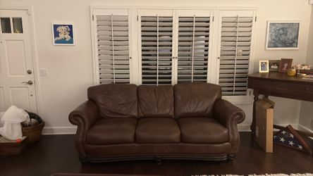Brown Genuine Leather Couch  88x34