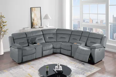 Power Reclining Sectional Power Motion + 2 x Console + Cup Holder