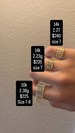 Gold Nugget rings 10k 14k