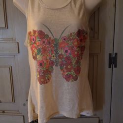 Semi Sheer Butterfly Tank Top