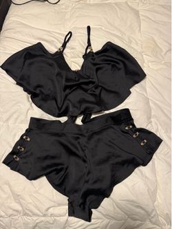 $80 obo | Honey Birdette Black Satin Lingerie & Pajama Set – Medium