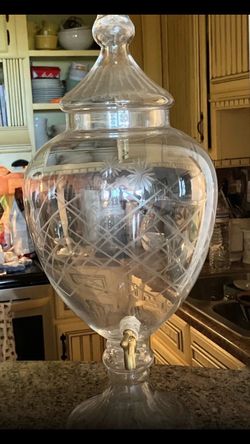 Antique cut glass liquor dispenser