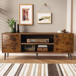 TV Stand for 65 Inch TV, Modern Entertainment Center with Storage Cabinet and Open Shelves, TV Console Table Media Cabinet for Living Room, Bedroom an