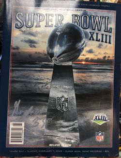 Super Bowl #43 autographed program Steelers & Cardinals