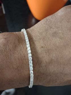 Solid 925 Sterling Silver Moissanite Tennis Bracelet 3mm  Size 7",7.5",8"