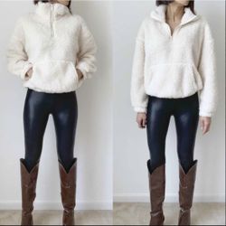 Style & Co Ivory Sherpa Pullover Jacket - Size 3X