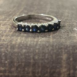 Silver And Blue Stones Ring 