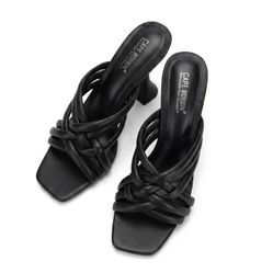Cape Robbin Black Braided Square-Toe Mules