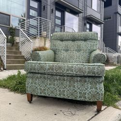 Free!!! Vintage damask Henredon chair on castors 