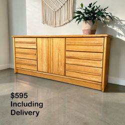 Scandinavian Mid-Century Modern 70” Oak Sideboard / 6-Drawer Dresser – Free Delivery 🚚