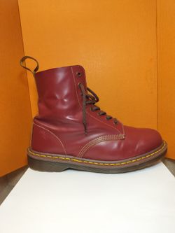 Vintage Dr. Martens 1460 Made in England Cherry Red Oxblood Leather Boots Size UK 9 US 10