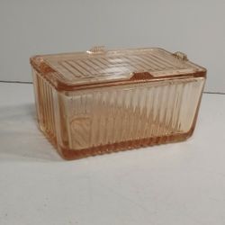 Antique Pink Depression Glass Refrigerator Dish