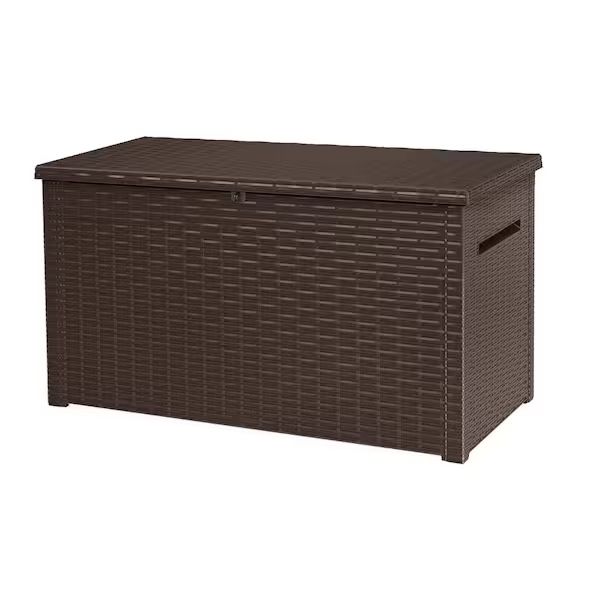 Java 230 Gal. Large Rattan Look Resin Deck Box