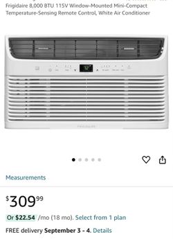 Frigidaire 8,000 BTU 115V Window-Mounted Mini-Compact Temperature-Sensing Remote Control, White Air Conditioner