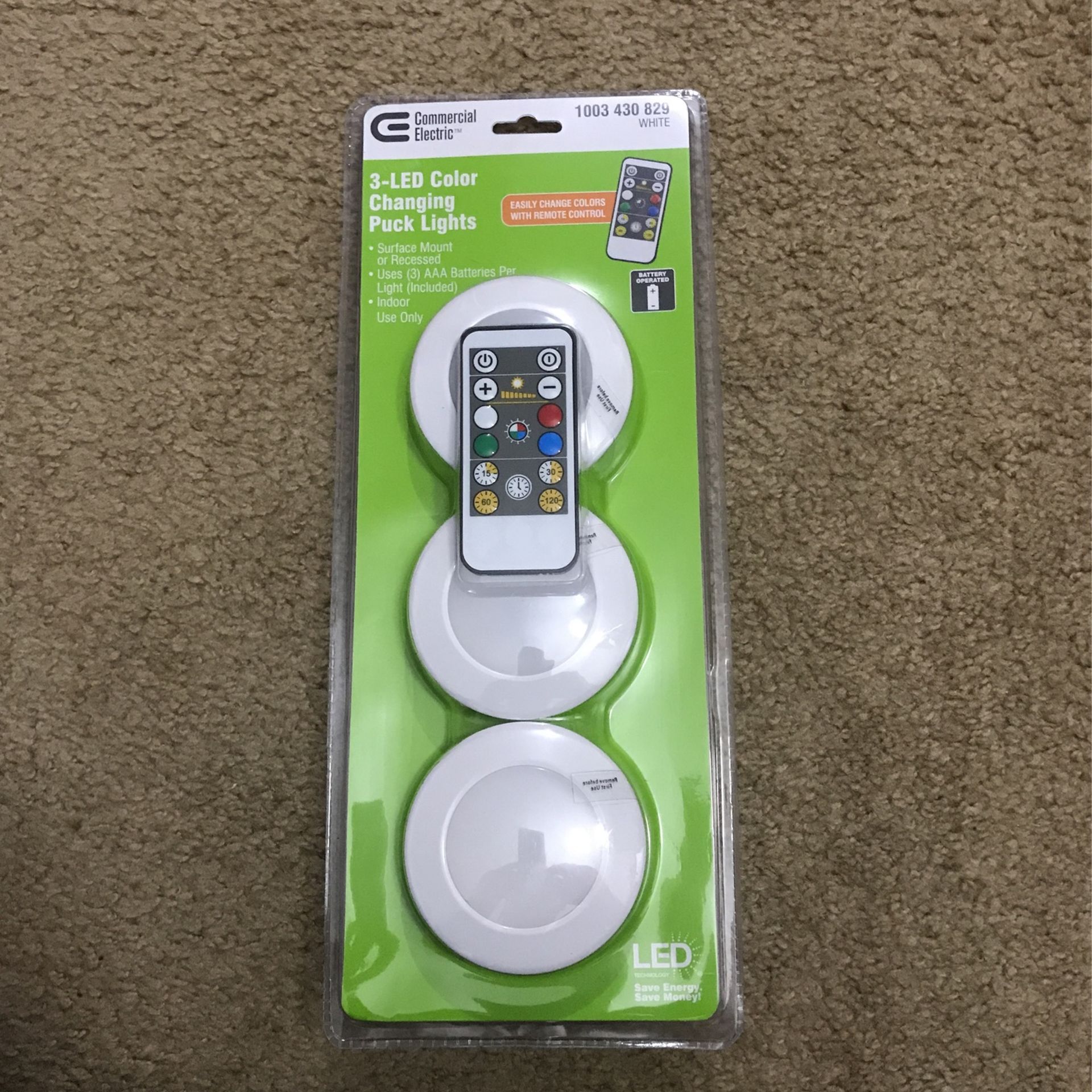 3-LED Color Changing Puck Light $15/-