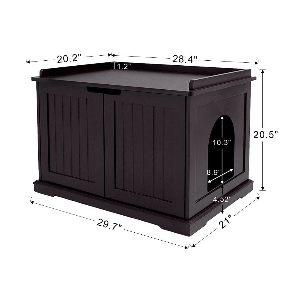 unipaws Designer Cat Washroom Storage Bench, Litter Box Cover with