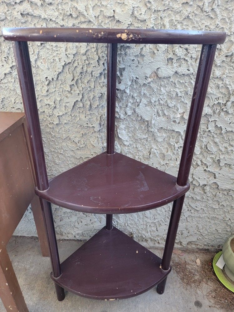 3 tier corner wood shelf 