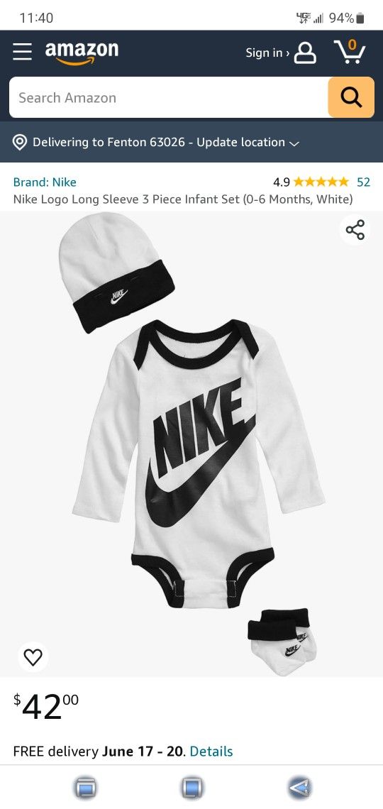 Newborn Nike Onesie Gift Set