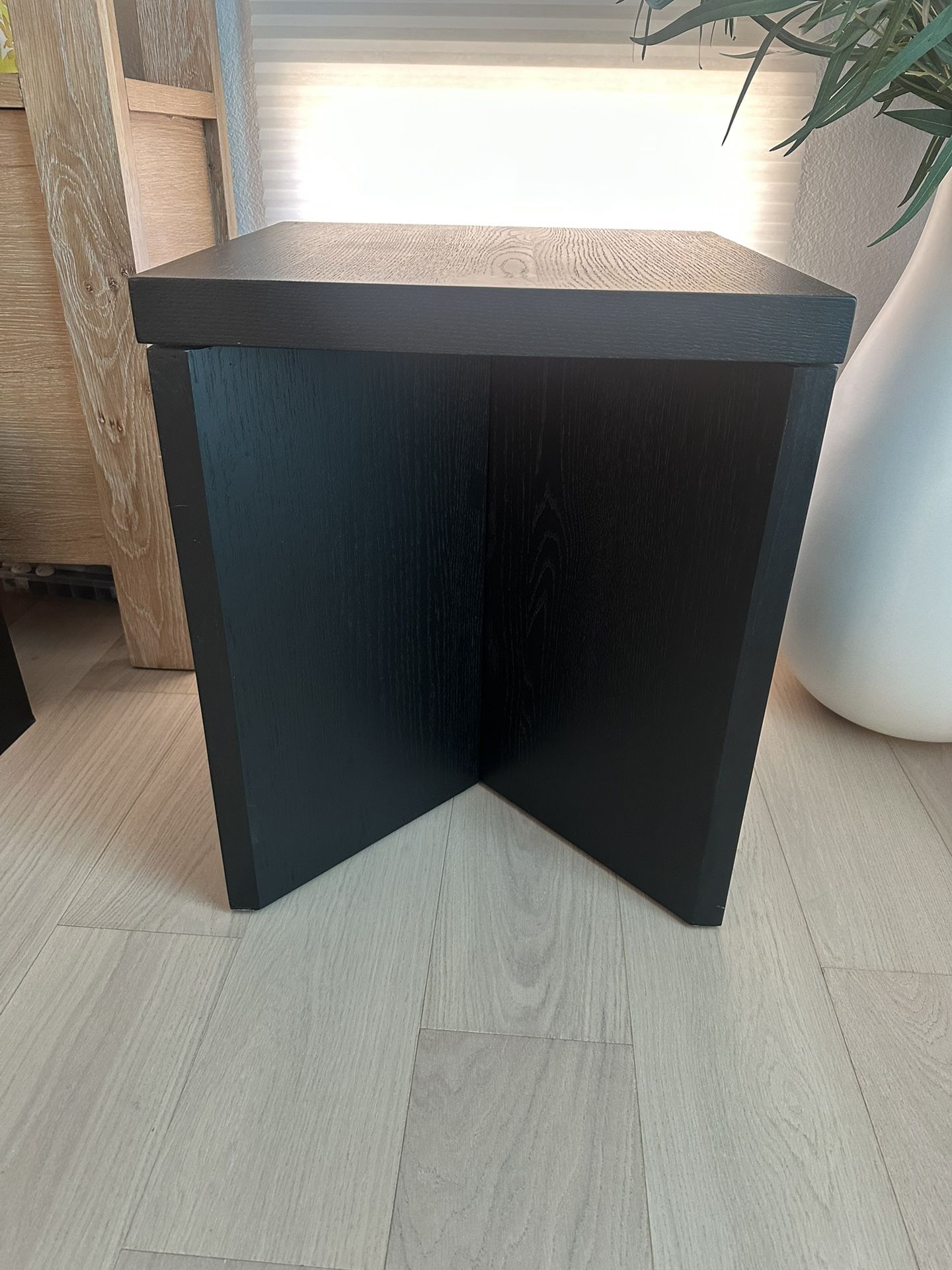 Solid Wood Modern Side Table - Black Oak Finish