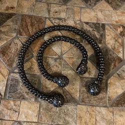 2 Piece Chocker  And Bracelet Set Black and Silver