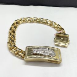 14k gold corte chino bracelet with san judas