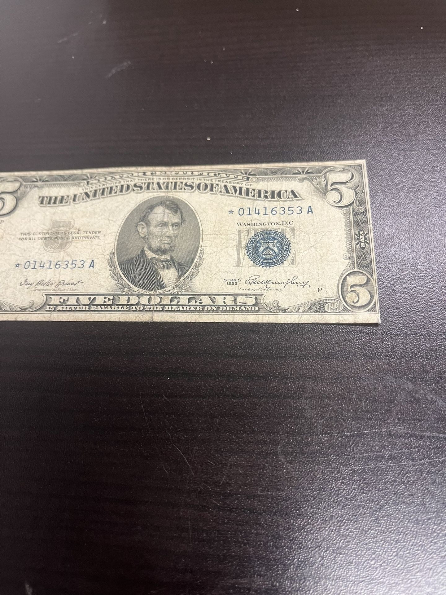 1953 $5 Silver Certificate Star Note