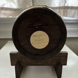 Vintage Coin Bank Barrel From A Bank In WV 