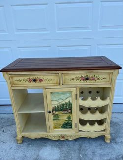 Vintage Buffet Table Cabinet And Wine Holder