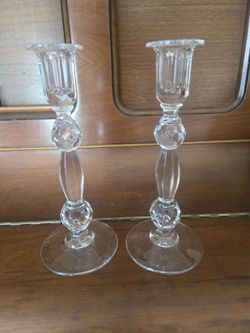 Pair of Lovely Mikasa Crystal Candlesticks Candleholders.