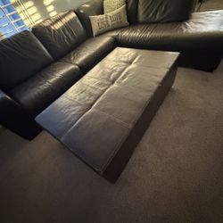 Brown Sectional With Ottoman 