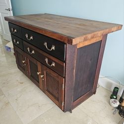 Vintage Oak Apothecary Credenza TV Stand 
