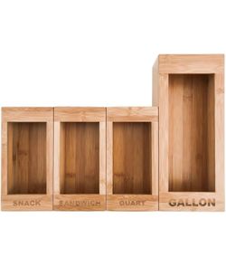 Food Storage Bags Holders – Premium Bamboo Kitchen Drawer Plastic Bag Organizer Dispenser Home Organization Compatible with Gallon, Quart, Sandwich & 