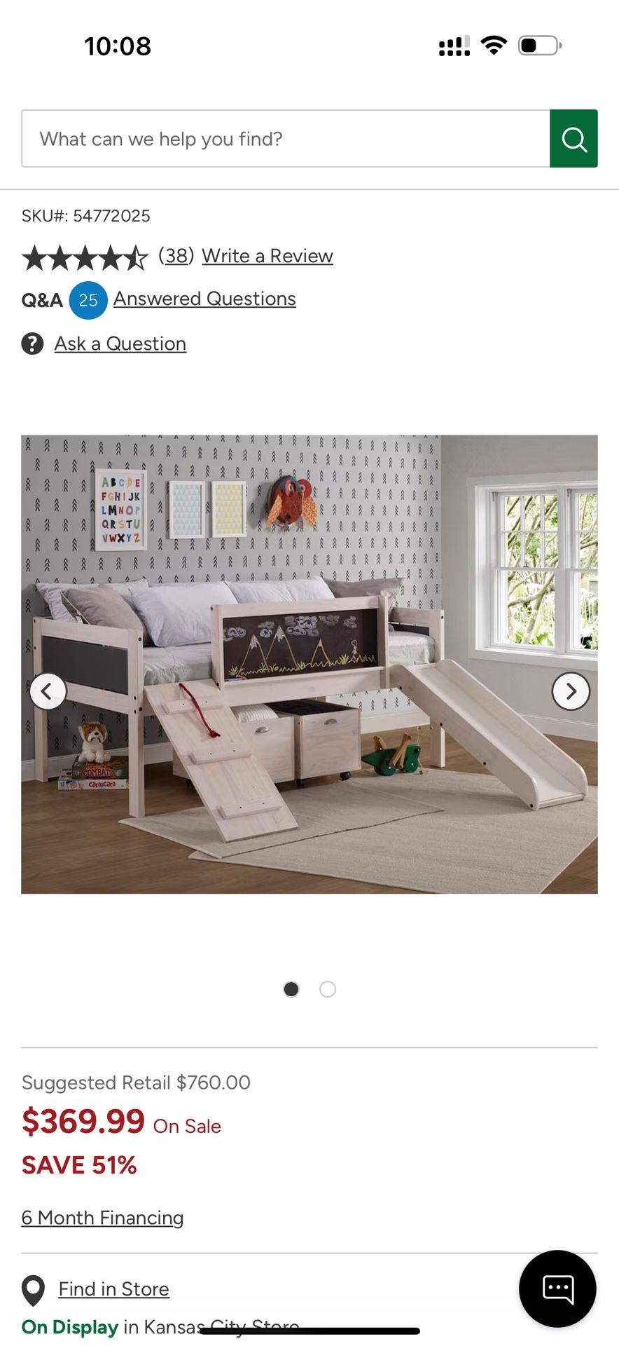 Forest Grove Art Play Junior Low Loft Bed with Slide in White Wash/Dark Gray