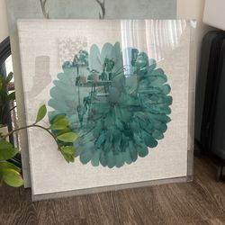 Teal Feather Shadow Box Wall Art