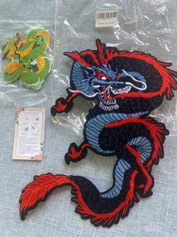 Large 12” & 5” Chinese Dragon Patches Iron or Sew On