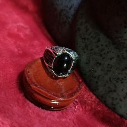 Exquisite Black Beaded Ring Sz.9