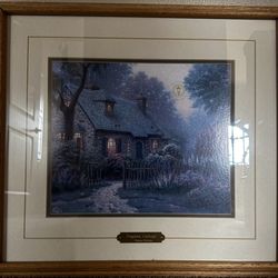 Thomas Kinkade “Foxglove Cottage” Print – 11x13 – Framed Artwork