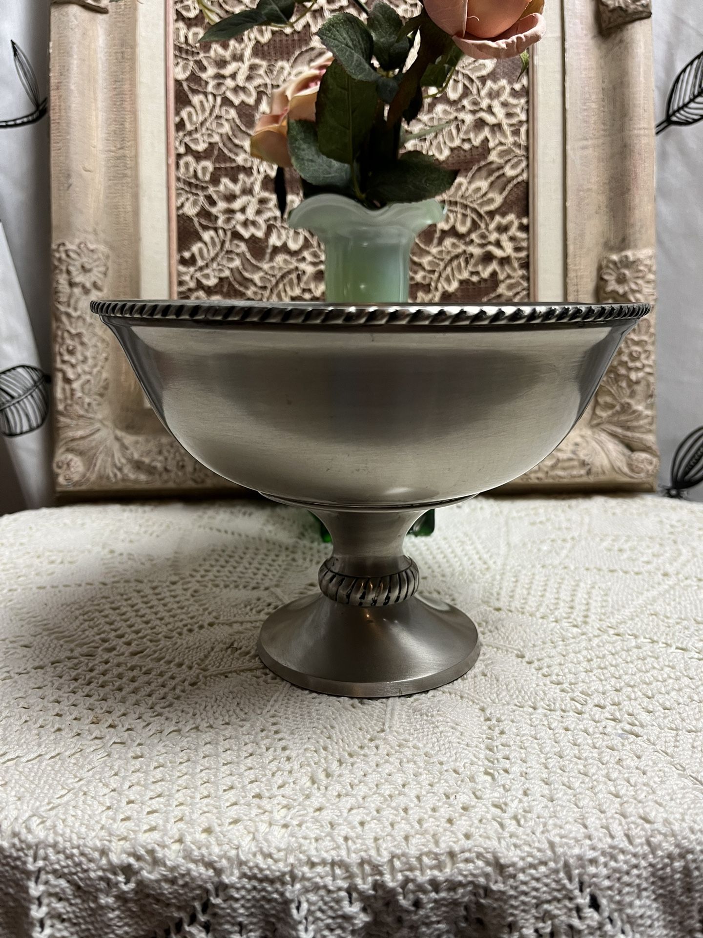 Pewter Dish On Pedestal