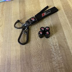 Keychain Audi S-Line keychain and tire valve caps set.