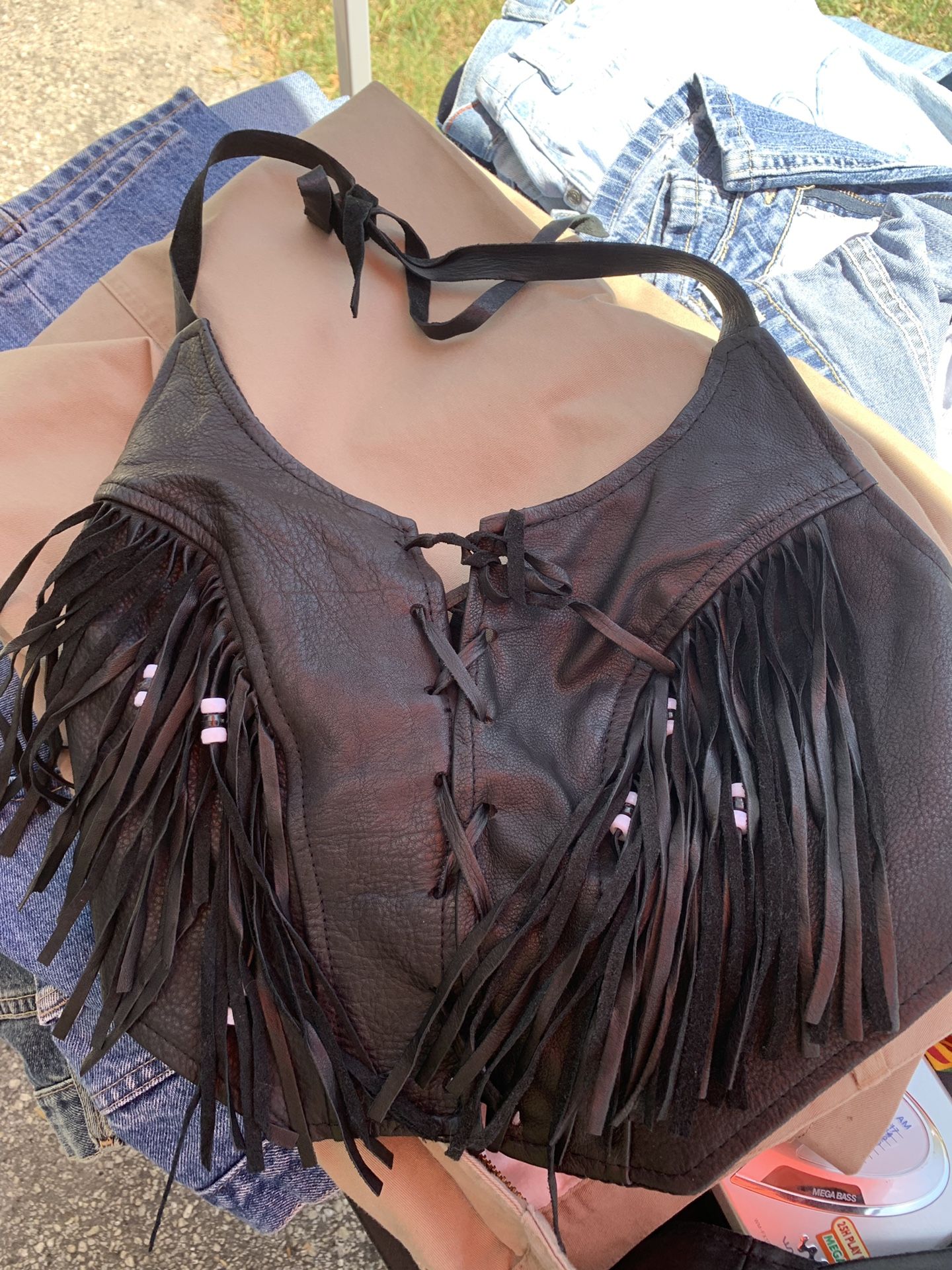 Leather halter top size 6 and chaps to go with it