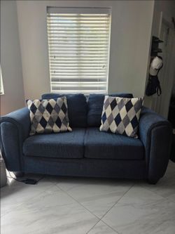 *Must GO* Blue Fabric Sofa and Loveseat Set