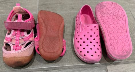 Girls’ OshKosh Sandals + Pink Slip‑On Shoes – Size 7 Bundle
