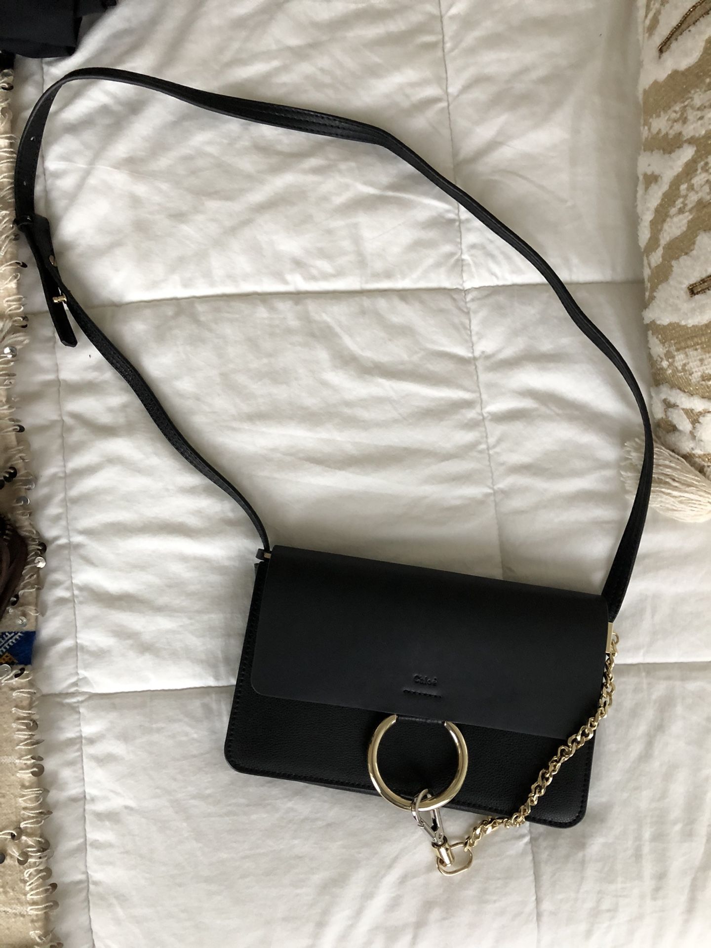 Designer Black Gold and Silver Crossbody Bag