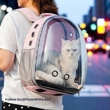 Pink (NEW) PetPack (5  Colors ) Adorable Bubble Carrying Bag for Small, Medium dogs Cats, Space Capsule Pet Park, Hiking backpack, Airline Approved 