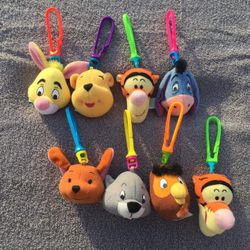 Winnie The Pooh Plush Clip-On Keychain Charms Mcdonalds Happy Meal Lot Bundle